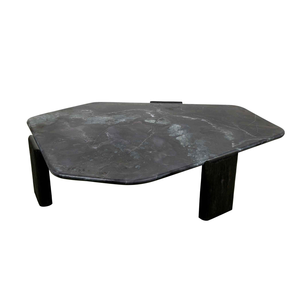 Breton 64" Hexagonal Coffee Table with Lava Marble Top with Dark Mango Base