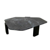 Breton 64" Hexagonal Coffee Table with Lava Marble Top with Dark Mango Base