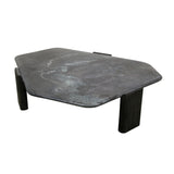Breton 64" Hexagonal Coffee Table with Lava Marble Top with Dark Mango Base by Home Trends & Design at Eve Furniture