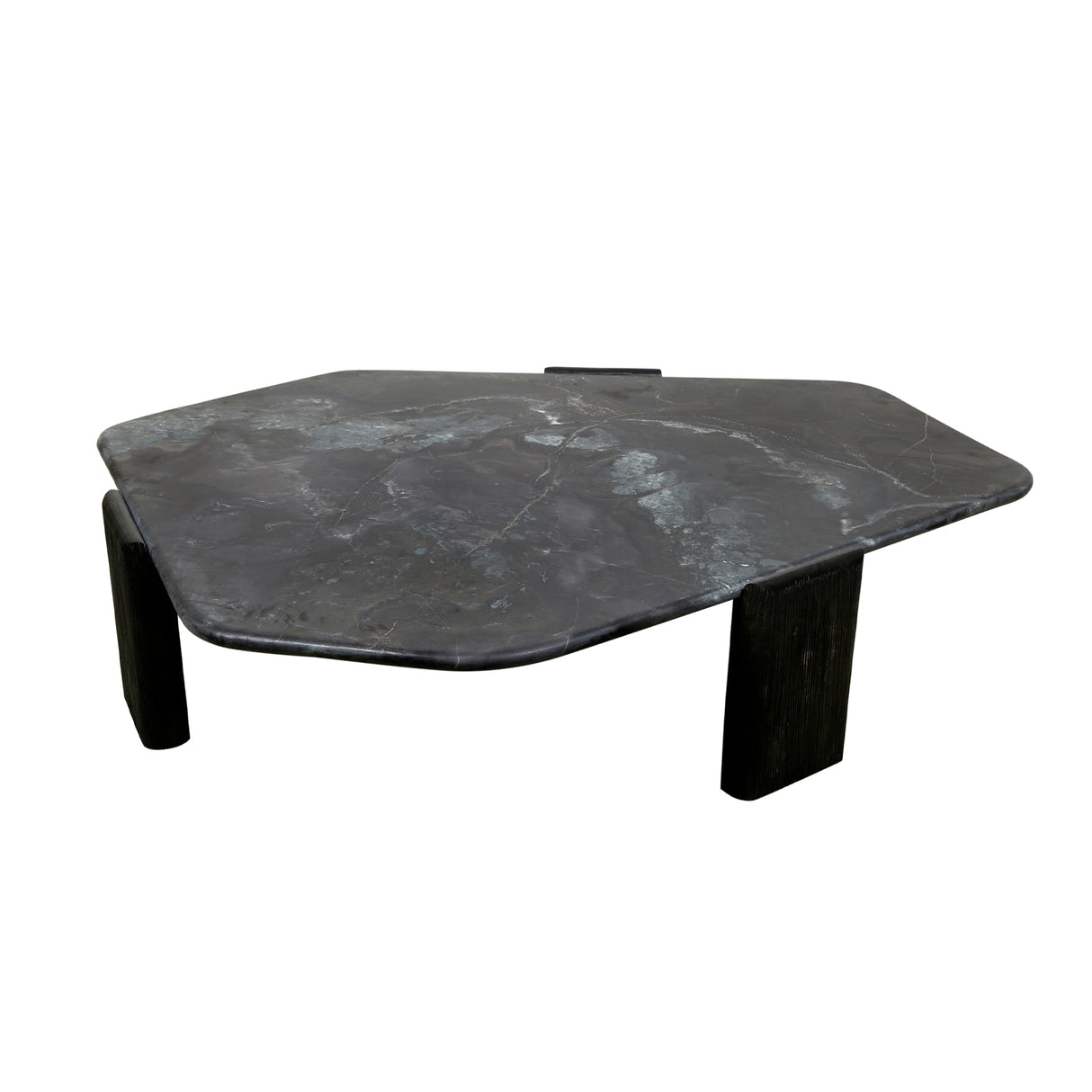 Breton 64" Hexagonal Coffee Table with Lava Marble Top with Dark Mango Base by Home Trends & Design at Eve Furniture