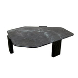 Breton 64" Hexagonal Coffee Table with Lava Marble Top with Dark Mango Base by Home Trends & Design at Eve Furniture