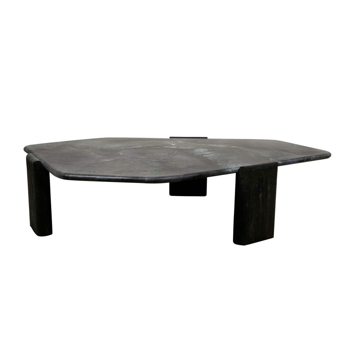 Breton 64" Hexagonal Coffee Table with Lava Marble Top with Dark Mango Base by Home Trends & Design at Eve Furniture