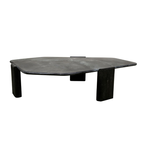Breton 64" Hexagonal Coffee Table with Lava Marble Top with Dark Mango Base by Home Trends & Design at Eve Furniture
