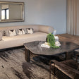 Breton 64" Hexagonal Coffee Table with Lava Marble Top with Dark Mango Base by Home Trends & Design at Eve Furniture