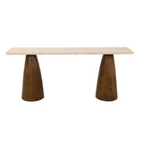 Breton 72" Console Table with Travertine Top in Walnut by Home Trends & Design at Eve Furniture