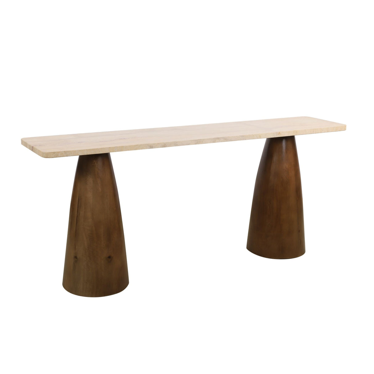 Breton 72" Console Table with Travertine Top in Walnut by Home Trends & Design at Eve Furniture
