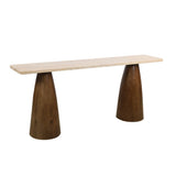 Breton 72" Console Table with Travertine Top in Walnut by Home Trends & Design at Eve Furniture