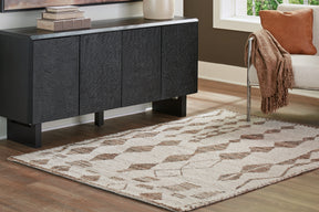 Brettler Beige/Brown Medium Rug by Ashley at Eve Furniture
