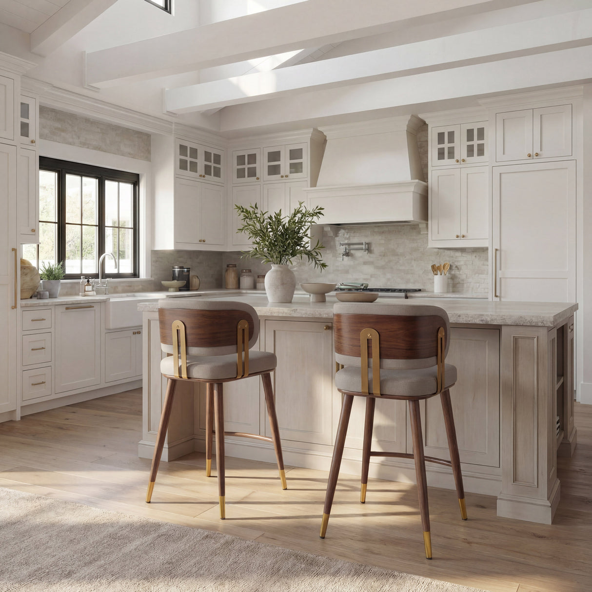 Brew Beige & Walnut Counter Stool by Zuomod at Eve Furniture