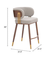 Brew Beige & Walnut Counter Stool by Zuomod at Eve Furniture