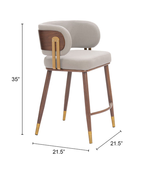 Brew Beige & Walnut Counter Stool by Zuomod at Eve Furniture