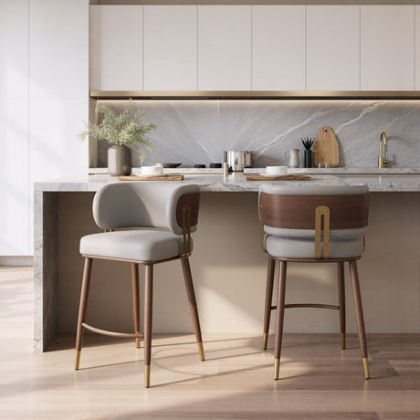 Brew Beige & Walnut Counter Stool by Zuomod at Eve Furniture