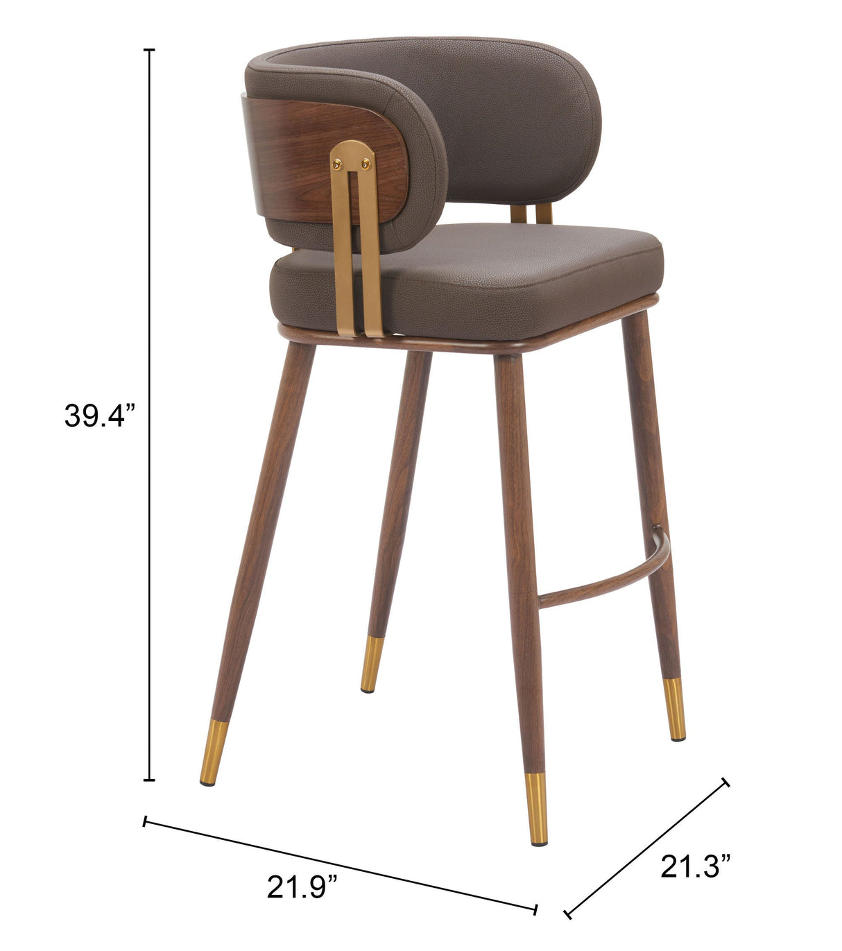 Brew Brown & Walnut Barstool by Zuomod at Eve Furniture