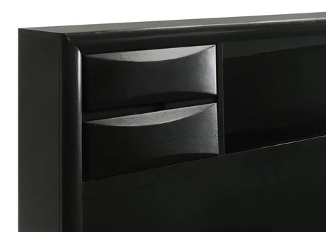 Briana Black 5-Piece Eastern King Storage Bedroom Set with Bookcase Headboard by Coaster at Eve Furniture