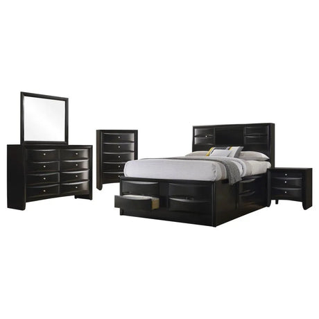 Briana Black 5-Piece Eastern King Storage Bedroom Set with Bookcase Headboard by Coaster at Eve Furniture