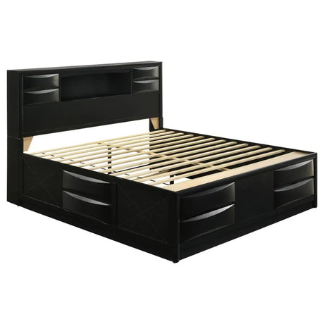 Briana Black 5-Piece Eastern King Storage Bedroom Set with Bookcase Headboard by Coaster at Eve Furniture