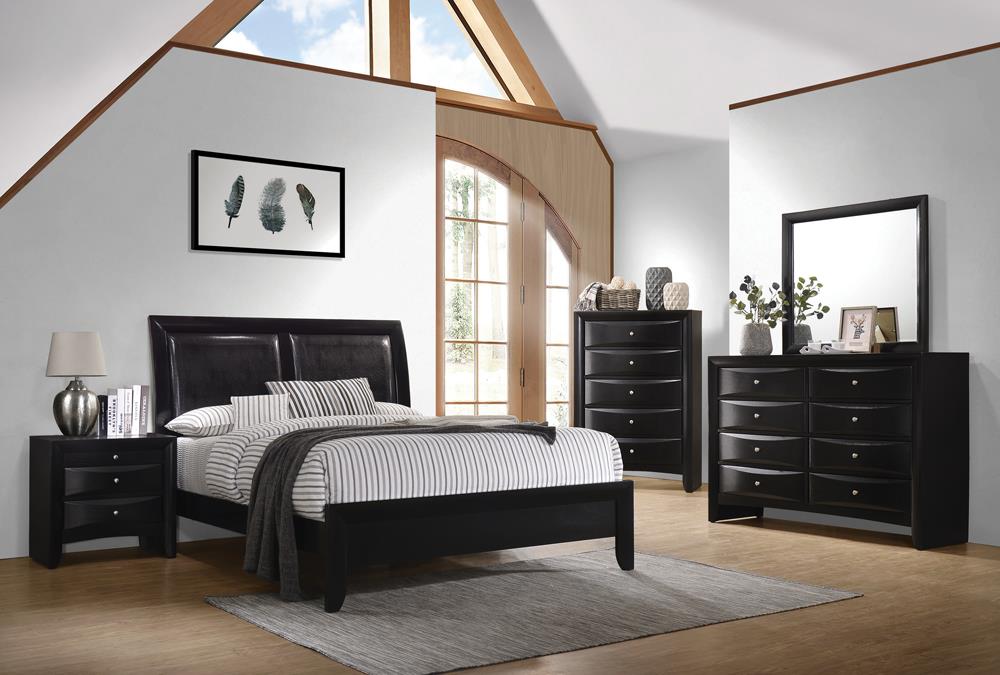 Briana California King Upholstered Panel Bed Black