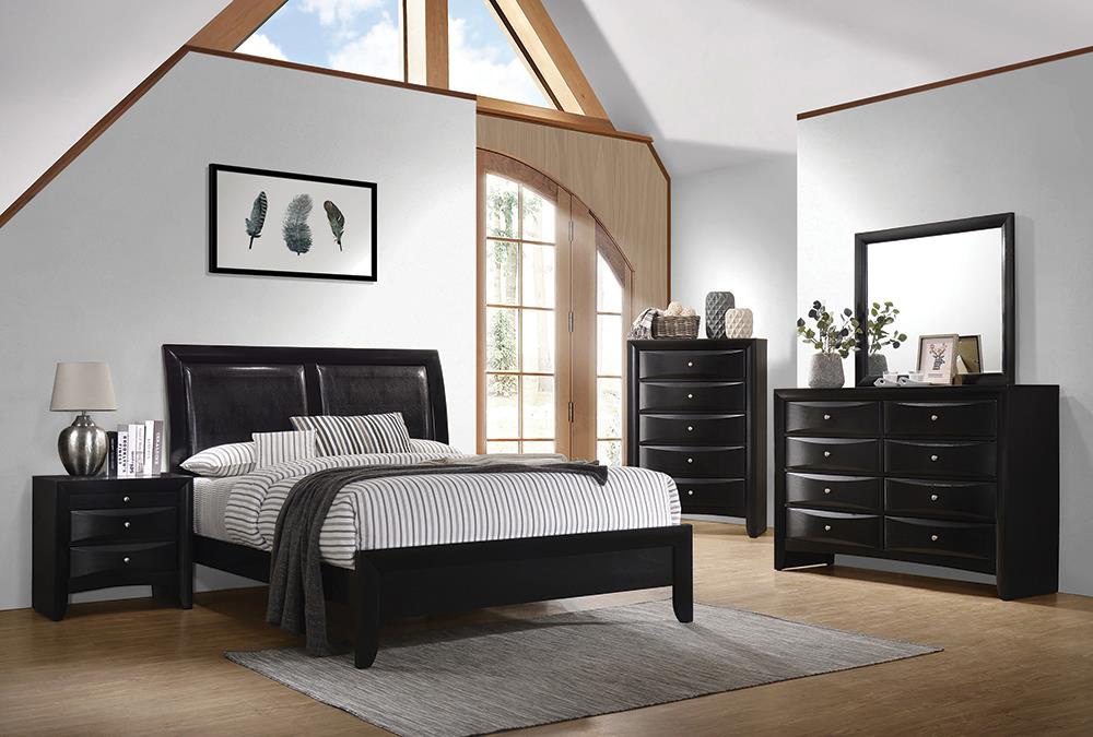 Briana Black 4-Piece Eastern King Panel Bedroom Set with Sleigh Headboard