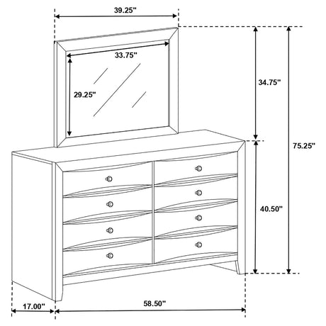 Briana Rectangular 8-drawer Dresser with Mirror Black