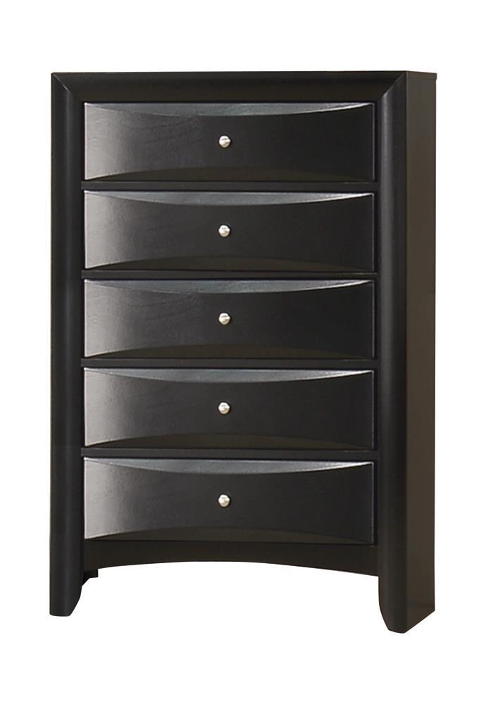 Briana Black Rectangular 5-Drawer Chest by Coaster at Eve Furniture