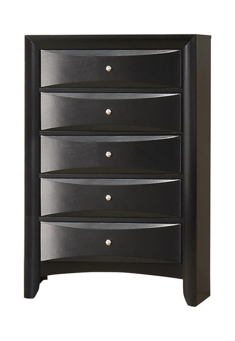 Briana Black Rectangular 5-Drawer Chest by Coaster at Eve Furniture