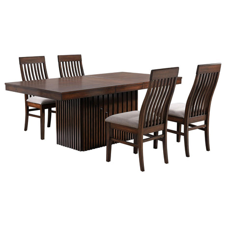 Briarwood Mango Oak 5-Piece Rectangular Dining Set with Removable Extension Leaf by Coaster at Eve Furniture