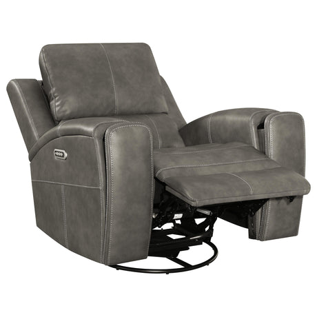 Brickston Charcoal Triple Power Swivel Glider Recliner by Coaster at Eve Furniture