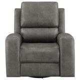 Brickston Charcoal Triple Power Swivel Glider Recliner by Coaster at Eve Furniture