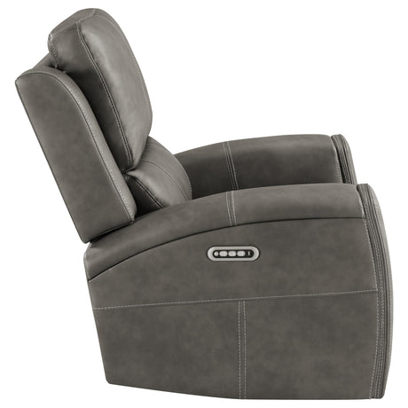 Brickston Charcoal Triple Power Swivel Glider Recliner by Coaster at Eve Furniture