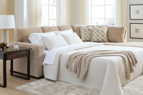 Bridgepoint Almond 2-Piece Sleeper Sectional with Chaise by Ashley at Eve Furniture
