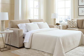 Bridgepoint Almond Queen Sofa Sleeper by Ashley at Eve Furniture