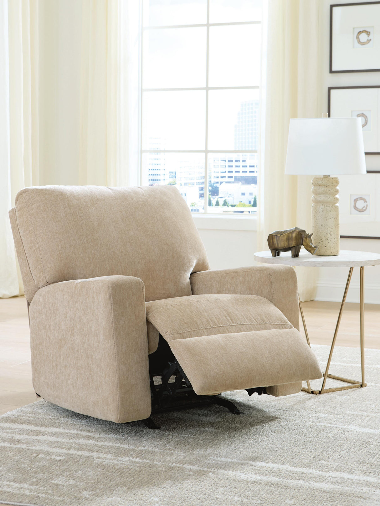Bridgepoint Almond Recliner by Ashley at Eve Furniture