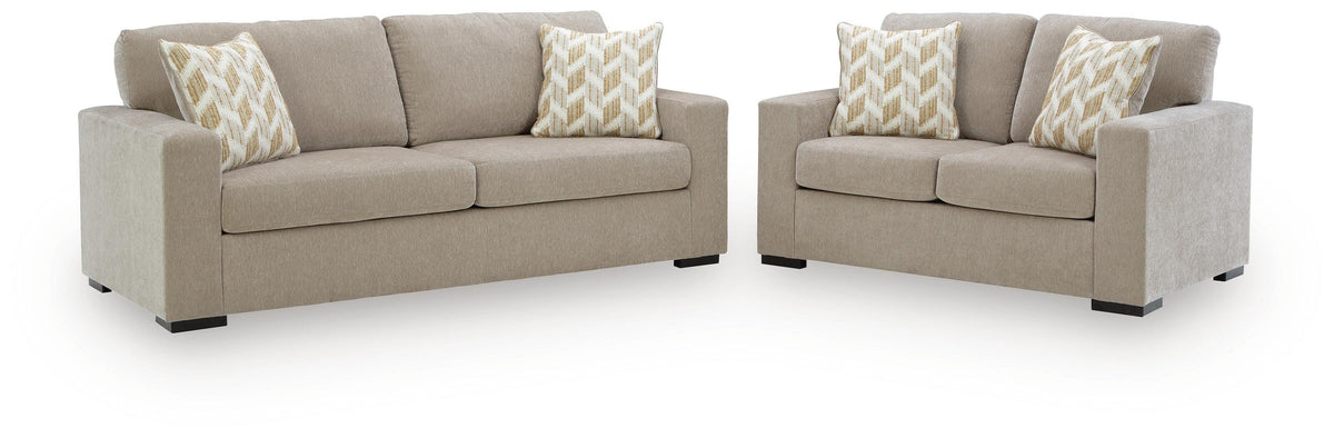 Bridgepoint Stone Sofa and Loveseat by Ashley at Eve Furniture