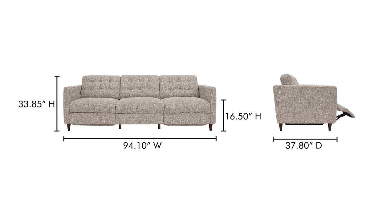 Bridgers Power Recliner Sofa Warm Grey by Moe's Home at Eve Furniture
