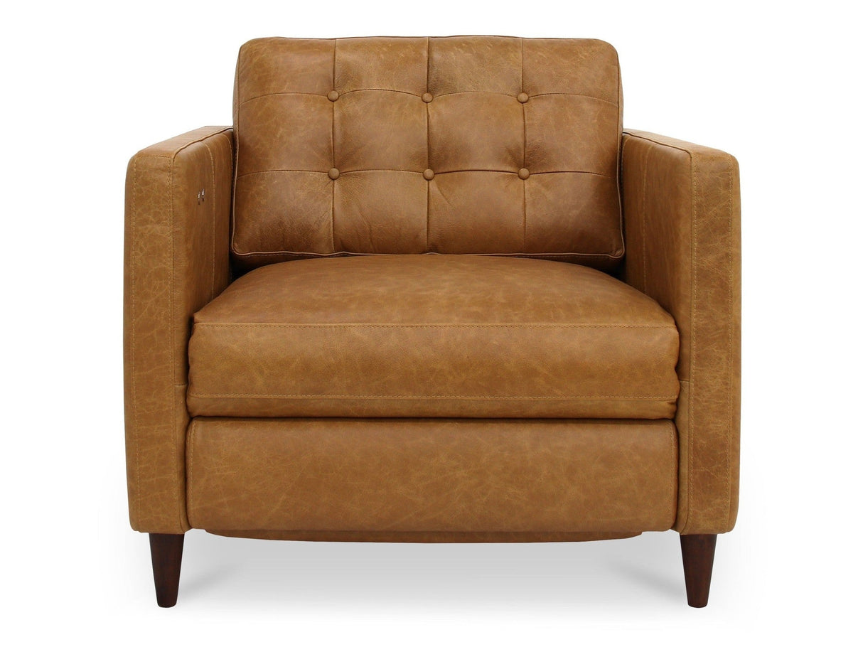 Bridgers Tan Leather Power Recliner Chair by MOES at Eve Furniture
