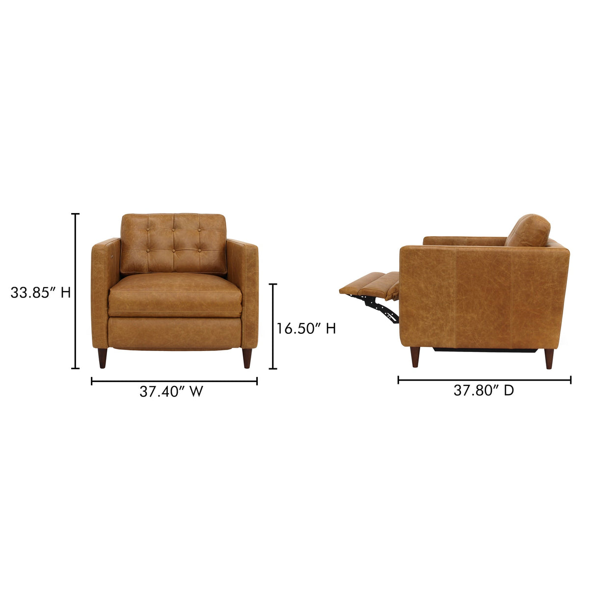 Bridgers Tan Leather Power Recliner Chair by Moe's Home at Eve Furniture