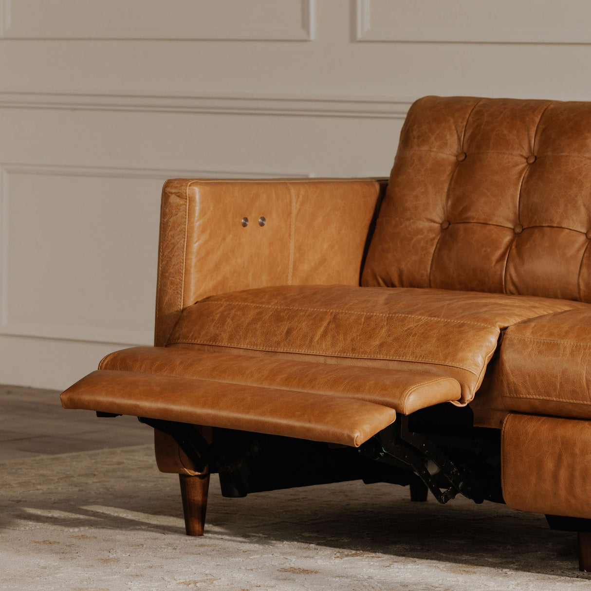 Bridgers Tan Leather Power Recliner Sofa by Moe's Home at Eve Furniture