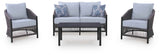 Bridges Beach Gray Outdoor Love/Chairs/Table Set (Set of 4) by Ashley at Eve Furniture