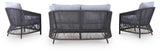 Bridges Beach Gray Outdoor Love/Chairs/Table Set (Set of 4) by Ashley at Eve Furniture