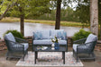Bridges Beach Gray Outdoor Love/Chairs/Table Set (Set of 4) by Ashley at Eve Furniture