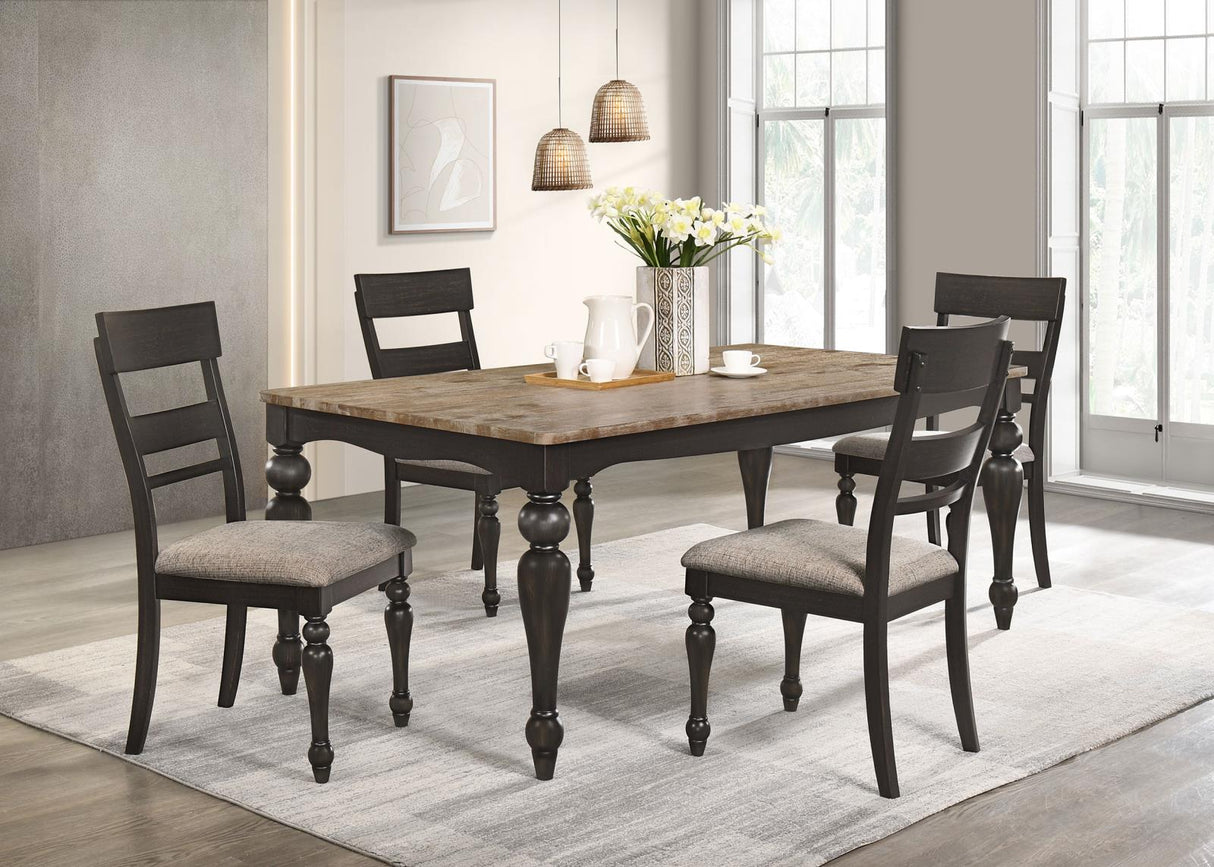 Bridget Brown Brushed/Charcoal Sandthrough 5-Piece Rectangular Dining Set