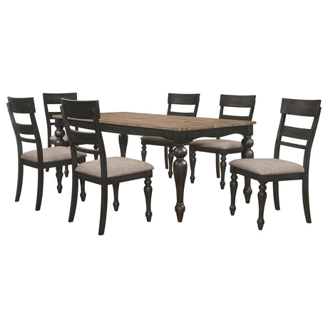 Bridget Brown Brushed/Charcoal Sandthrough 7-Piece Rectangular Dining Set