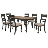 Bridget Brown Brushed/Charcoal Sandthrough 7-Piece Rectangular Dining Set by Coaster at Eve Furniture