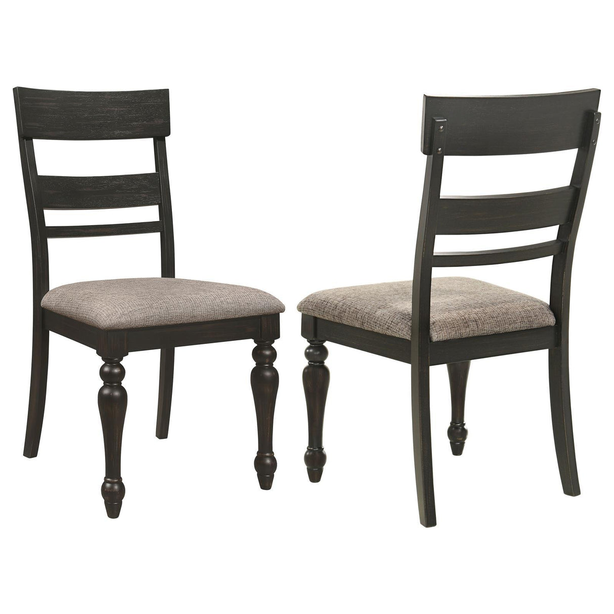 Bridget Ladder Back Dining Side Chair Stone Brown and Charcoal Sandthrough (Set of 2) by Coaster at Eve Furniture