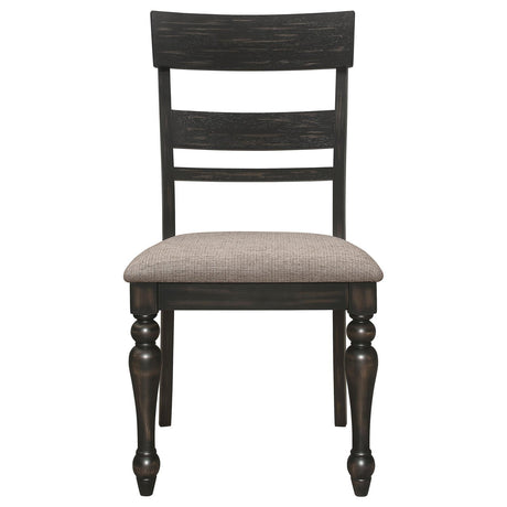 Bridget Ladder Back Dining Side Chair Stone Brown and Charcoal Sandthrough (Set of 2) by Coaster at Eve Furniture