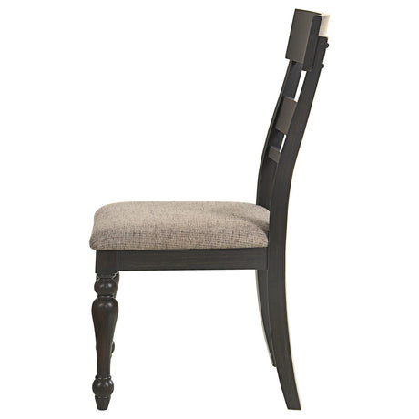 Bridget Ladder Back Dining Side Chair Stone Brown and Charcoal Sandthrough (Set of 2) by Coaster at Eve Furniture