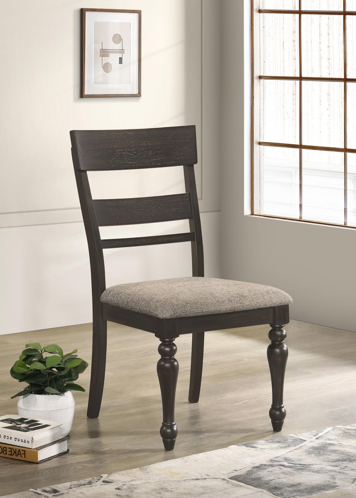 Bridget Ladder Back Dining Side Chair Stone Brown and Charcoal Sandthrough (Set of 2) by Coaster at Eve Furniture