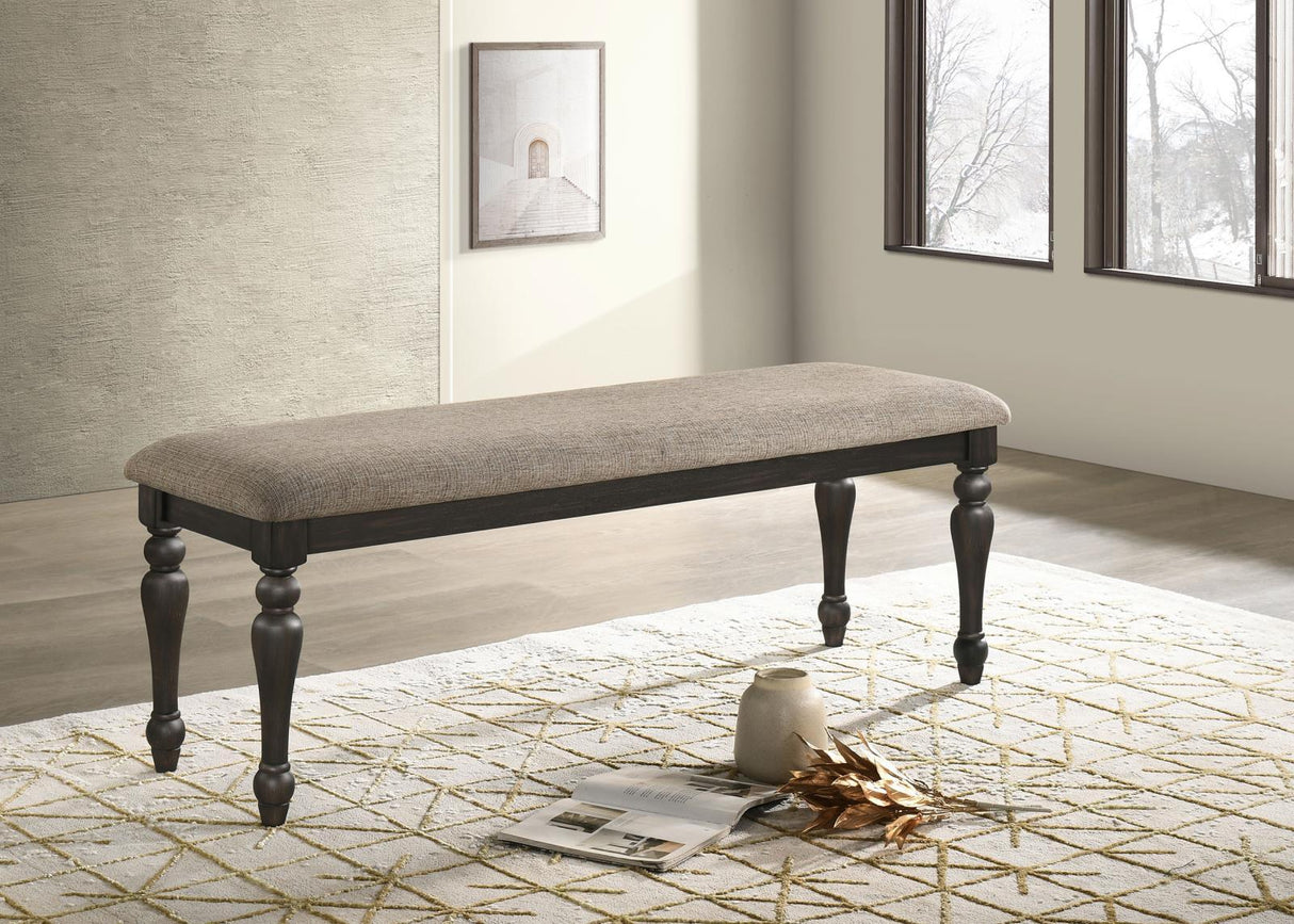 Bridget Upholstered Dining Bench Stone Brown and Charcoal Sandthrough by Coaster at Eve Furniture