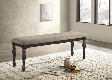 Bridget Upholstered Dining Bench Stone Brown and Charcoal Sandthrough by Coaster at Eve Furniture
