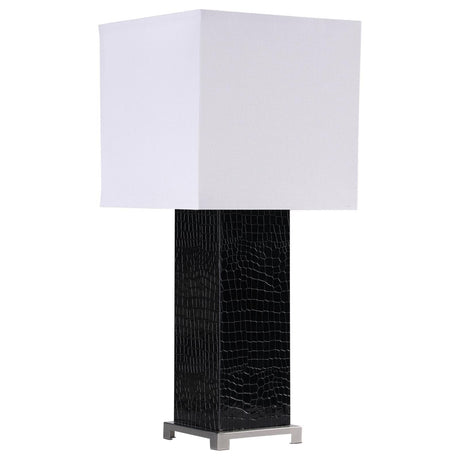 Bridle Black Square Shade Bedside Table Lamp by Coaster at Eve Furniture